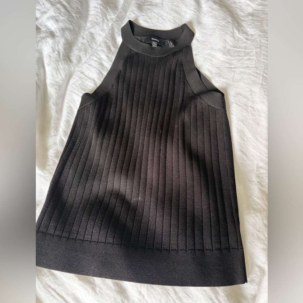 Black Sleeveless Ribbed Top - Theory, Petite